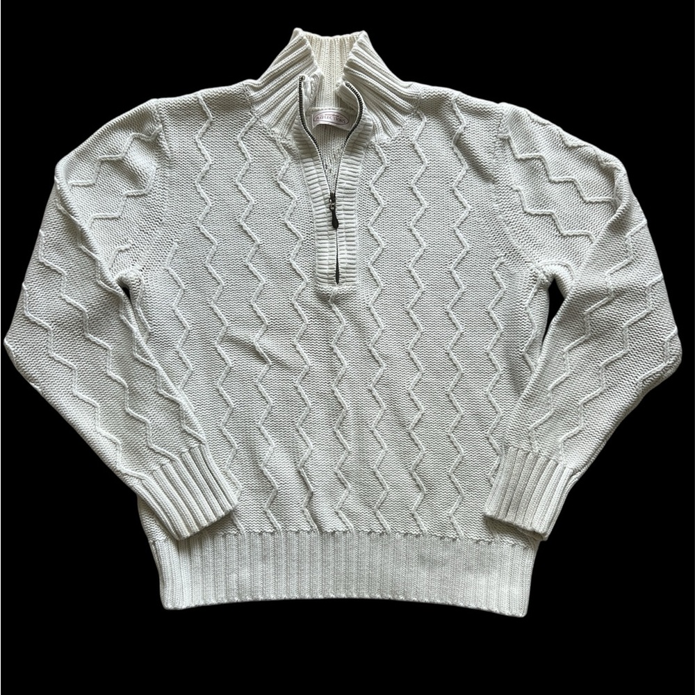 Northern Reflections White Quarter-Zip Sweater Small